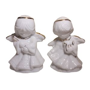 Set of 2 musical angel porcelain bells